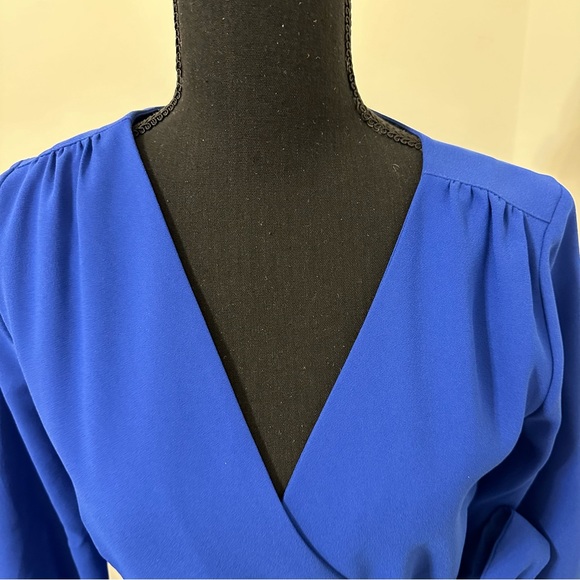 🆕JCrew Long Sleeve Wrap Dress in 365 Crepe Royal Blue Size 0 - Picture 6 of 16